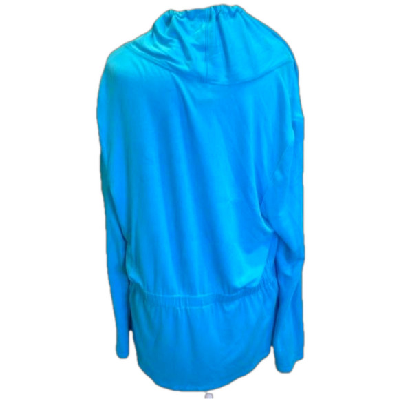 Ruby Rd M lovely shade of blue open jacket with pockets and  gathered tie neck - Picture 4 of 5